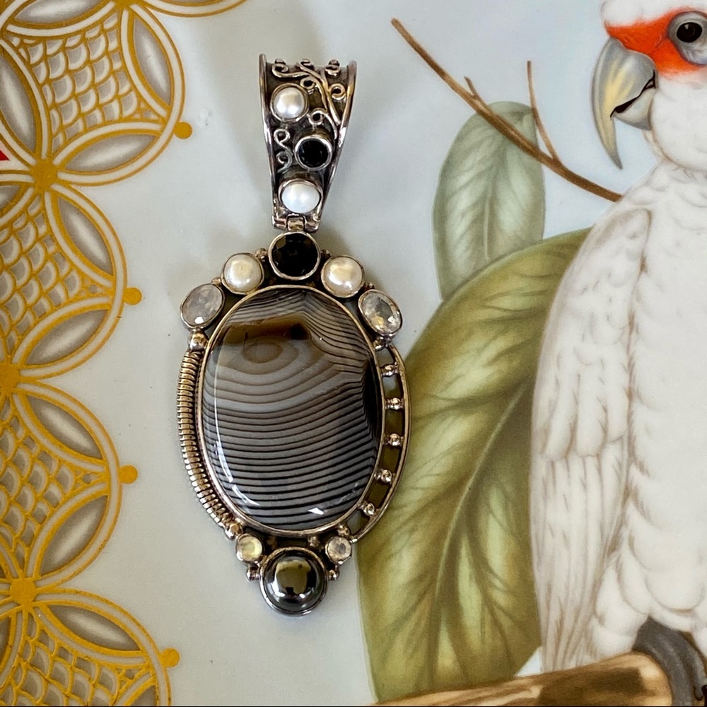 New Large Boho Sterling Silver Pendant